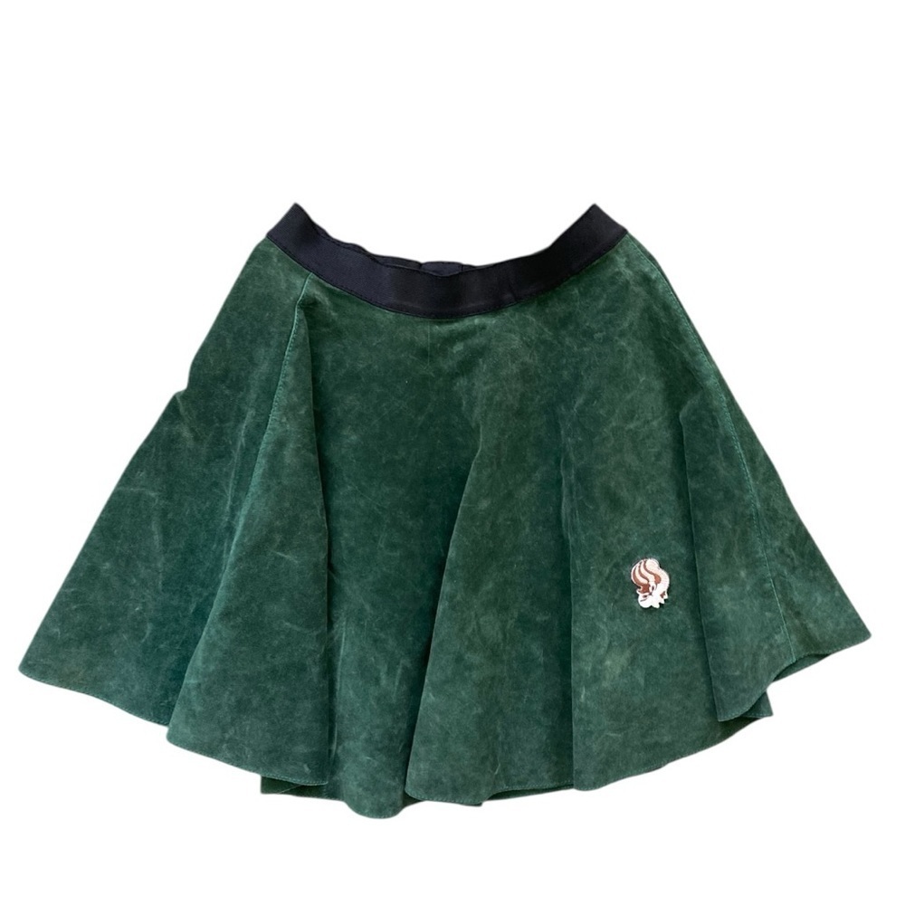 3.1 Phillip Lim Forest Green Suede Skirt Silk Lined Italian Hardware Embroidered - Picture 7 of 14